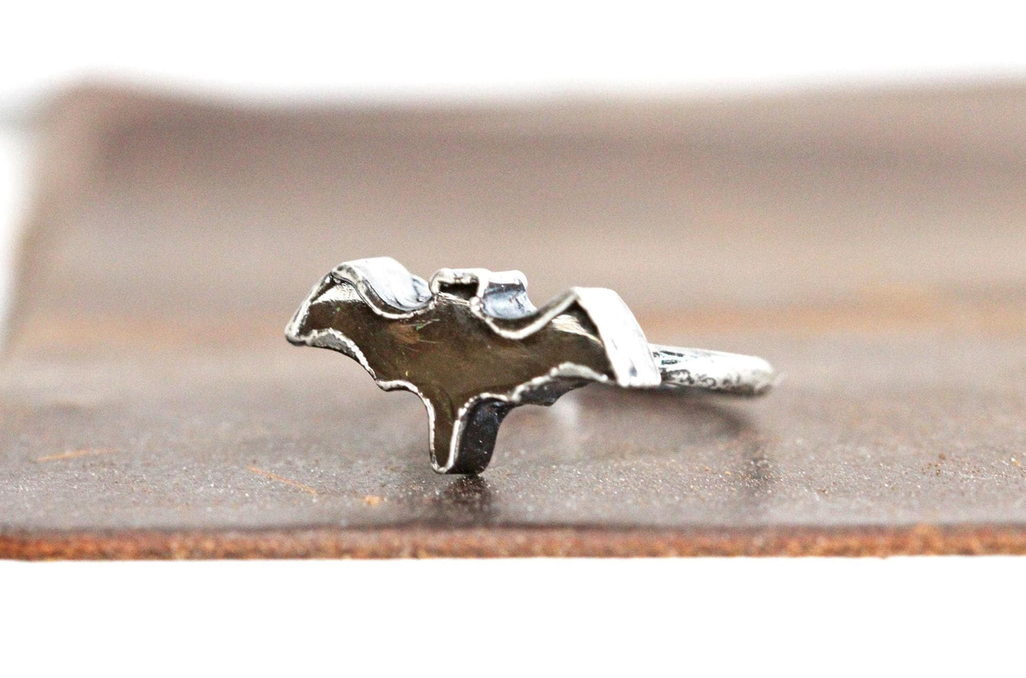 Smoky Quartz Bat Ring - Goth Jewelry - Electroformed Copper