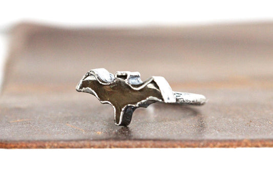 Smoky Quartz Bat Ring - Goth Jewelry - Electroformed Copper