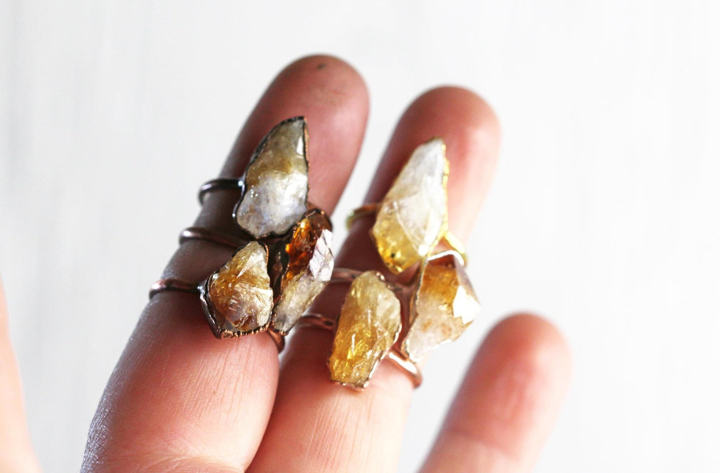 Raw Citrine Ring - November Birthstone Gift - Electroformed Crystal Jewelry