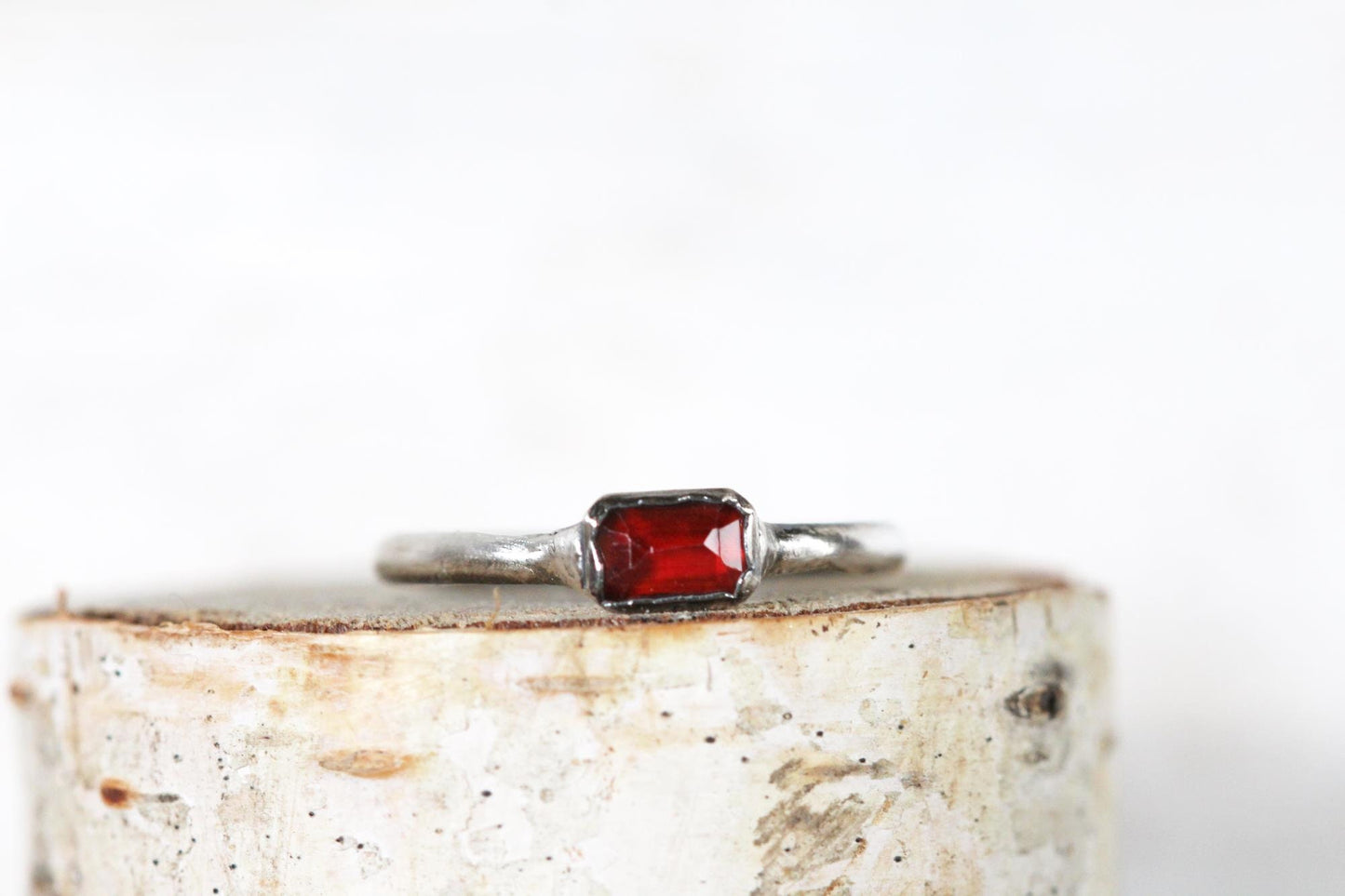 Faceted Garnet Ring - January Birthstone - Yellow Gold and Garnet