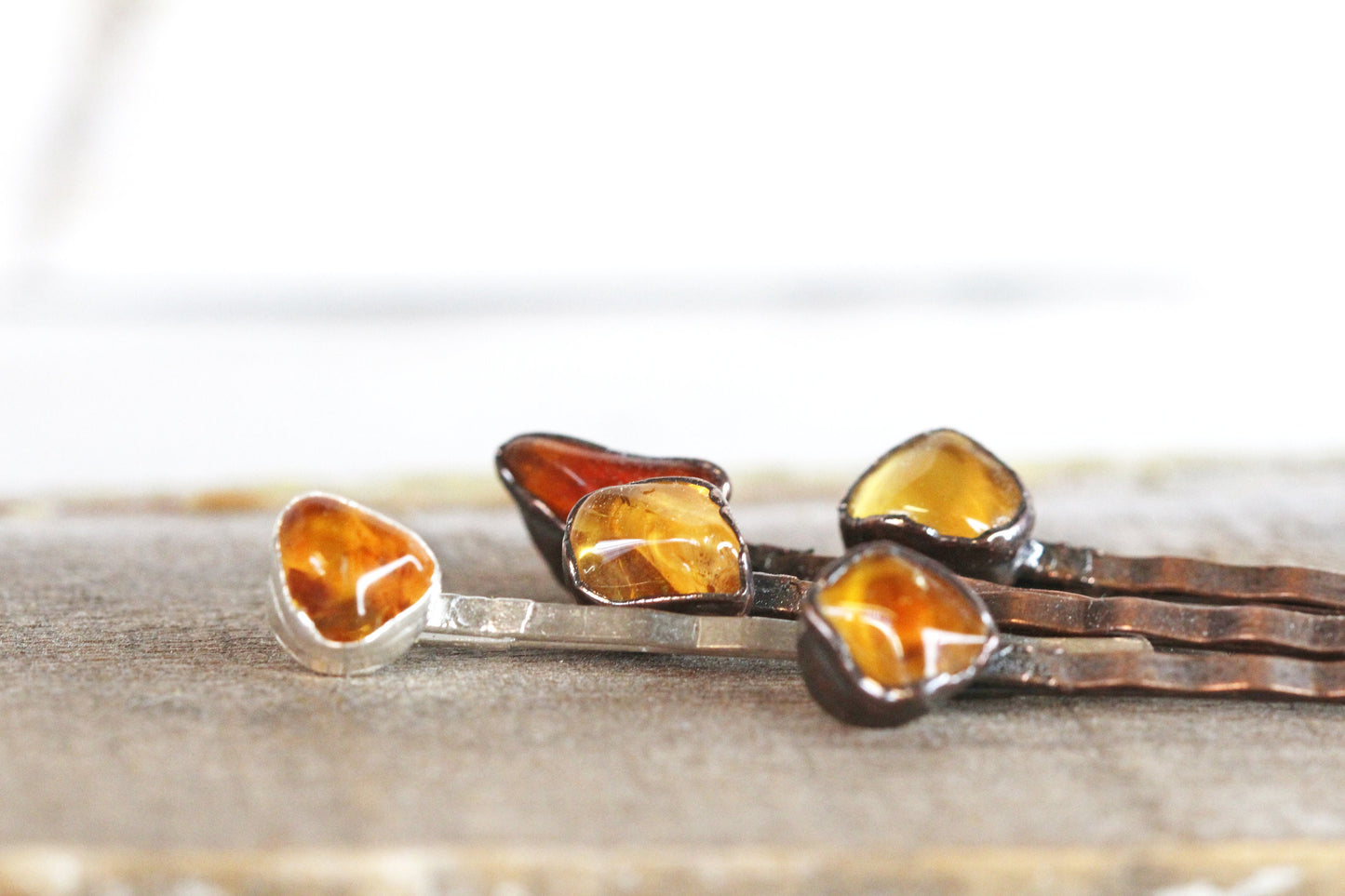 Citrine Bobby Pin - Crystal Hair Jewelry - November Birthstone
