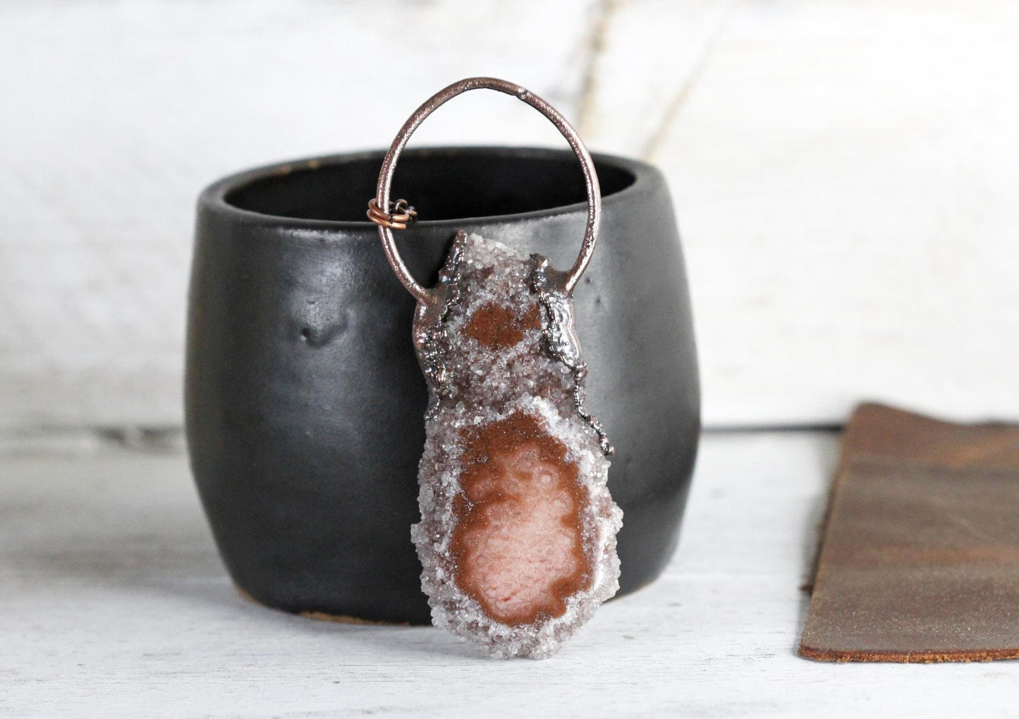 Amethyst Slice Pendant - Big Crystal Pendant - Stalactite Jewelry