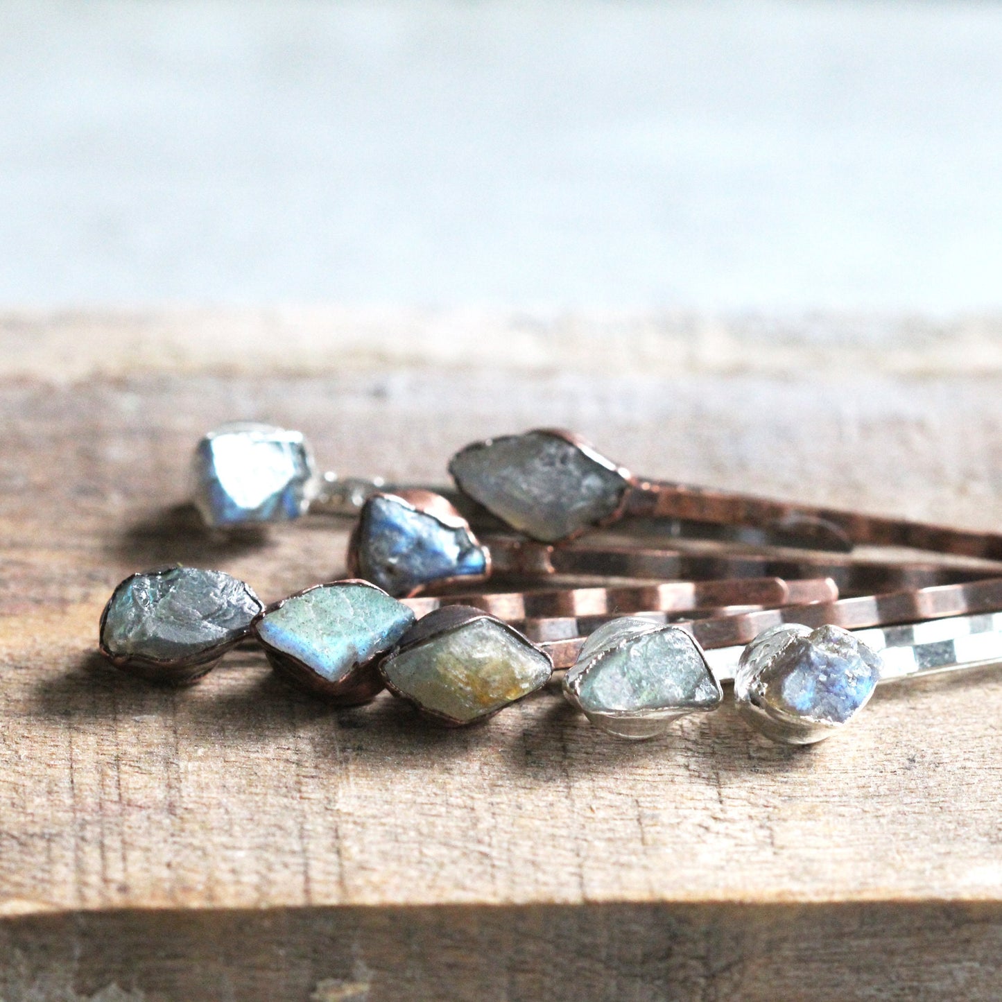 Labradorite Bobby Pin - Raw Stone Hair Pin - Wedding Hair Pin