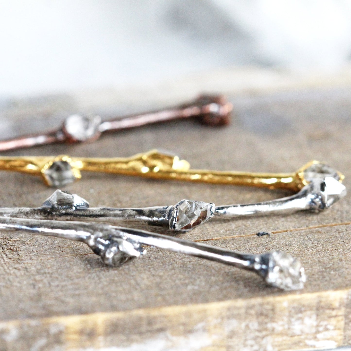 Mini Wand Necklace - Real Branch Necklace - Herkimer Diamond Pendant - Crystal Wand Pendant - Fairy Jewelry - Hedgewitch