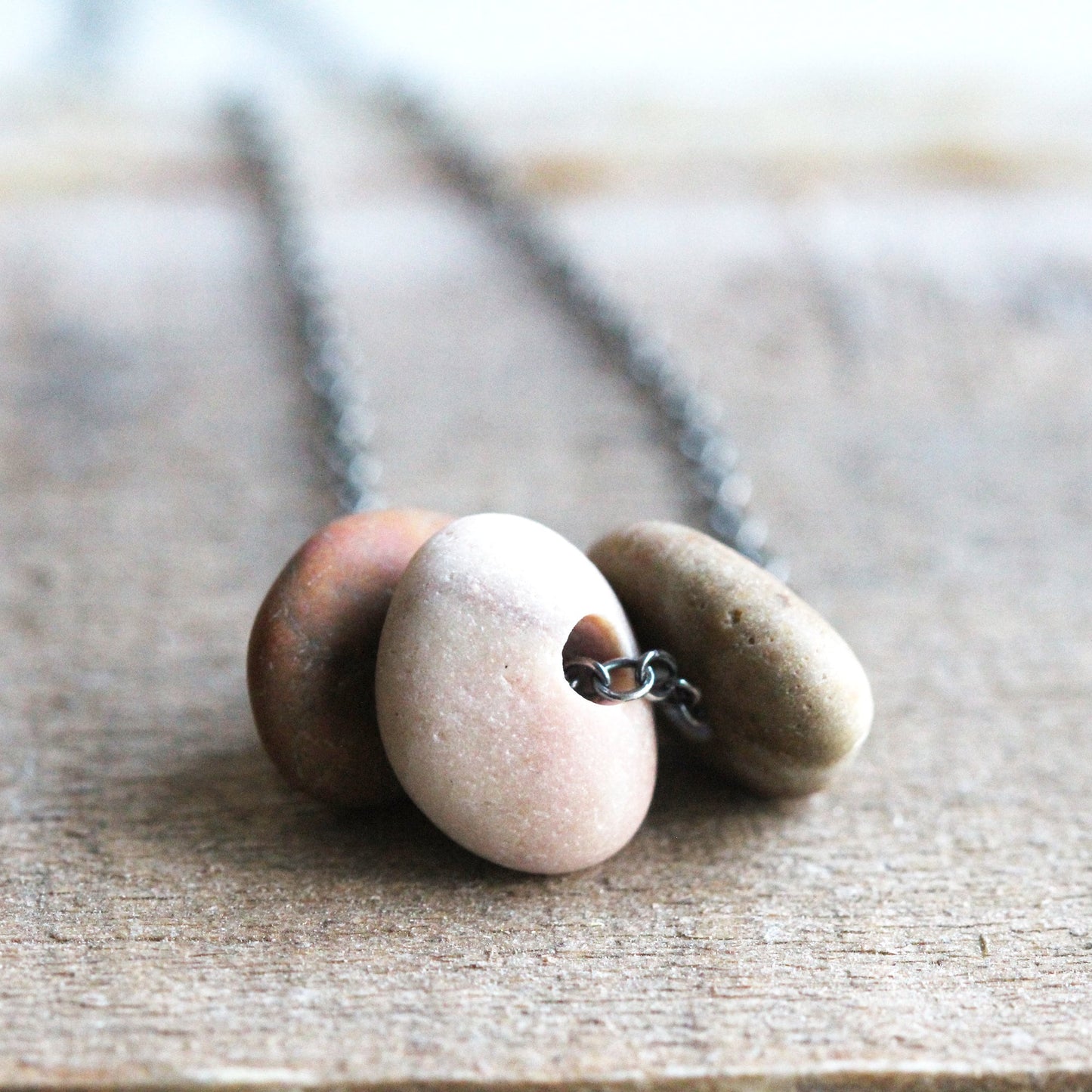 Beach Pebble Necklace - Stone Pendant - Natural Jewelry - Beachcomber