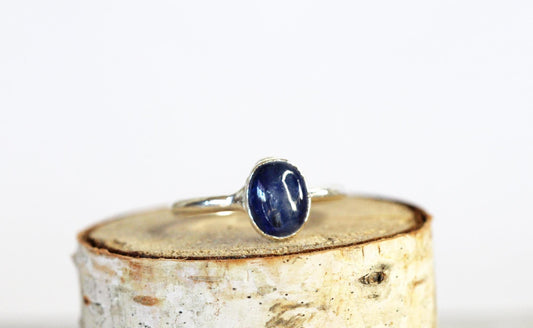 Polished Kyanite Ring - Blue Crystal Jewelry - Electroformed