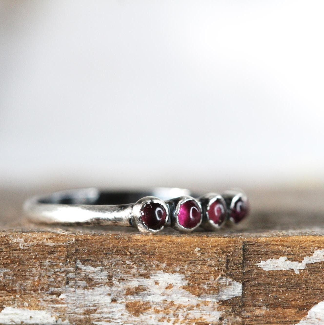 Pink Tourmaline Ring - October Birthstone - Multi Stone Stacker Jewelry