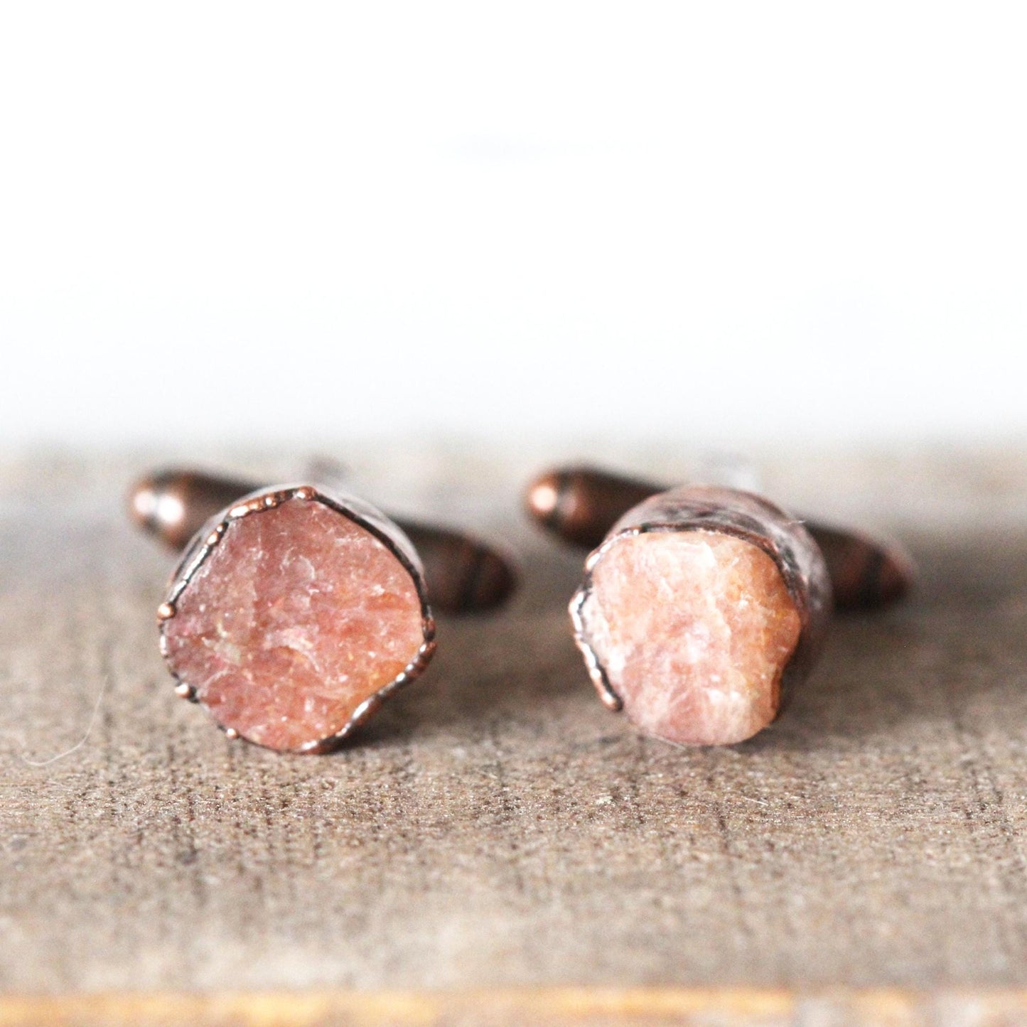 Sunstone Cufflinks - Raw Stone Cuff Links - Groomsman Gift