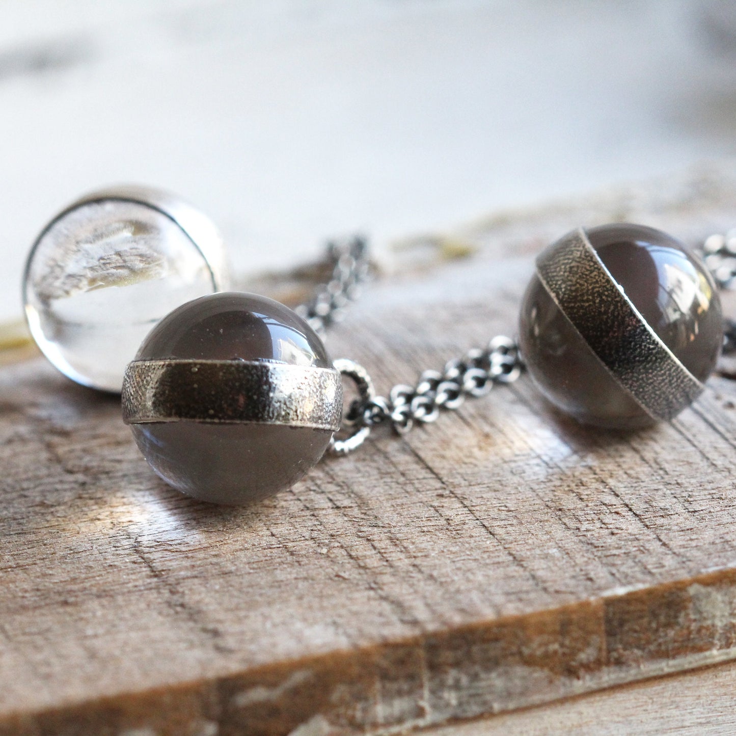 Crystal Sphere Necklace - Crystal Ball Pendant - Quartz Sphere - Sterling Silver - Silver layering Necklace