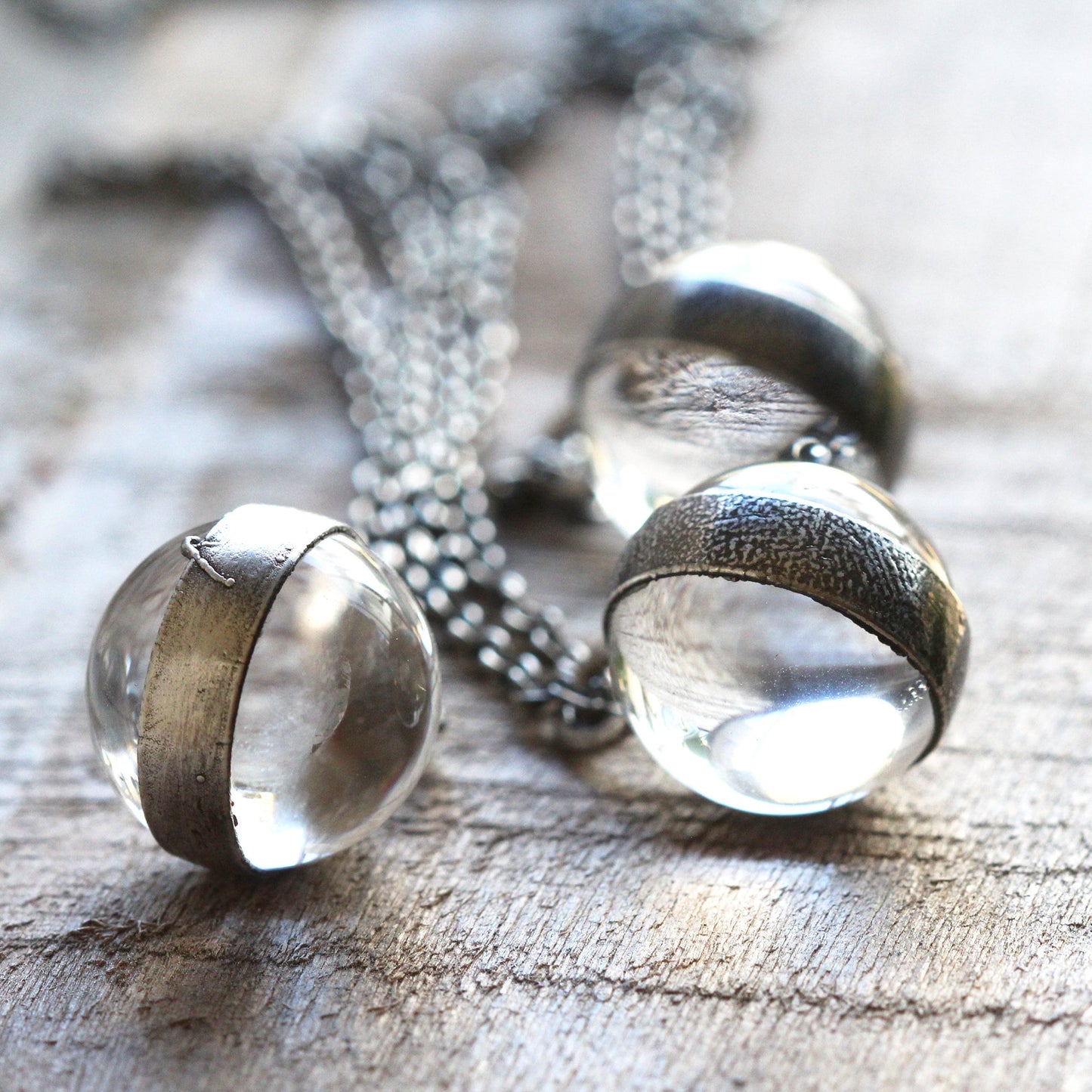 Crystal Sphere Necklace - Crystal Ball Pendant - Quartz Sphere - Sterling Silver - Silver layering Necklace