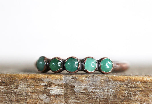 Emerald Ring - May Birthstone - Multi Stone Copper Ring