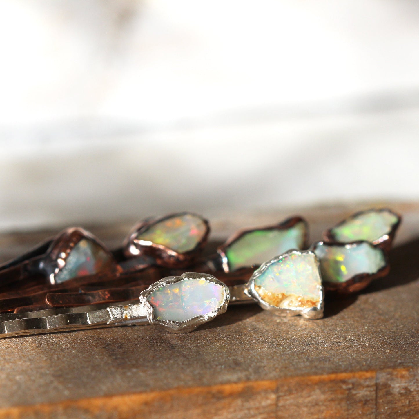 Opal Bobby Pin - Stone Hair Jewelry - Bridal Hair Accessory - October Birthstone