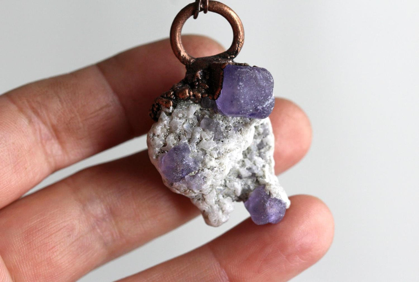Purple Fluorite Pendant - Fluorite Cube Necklace - Gift for Rock Hound