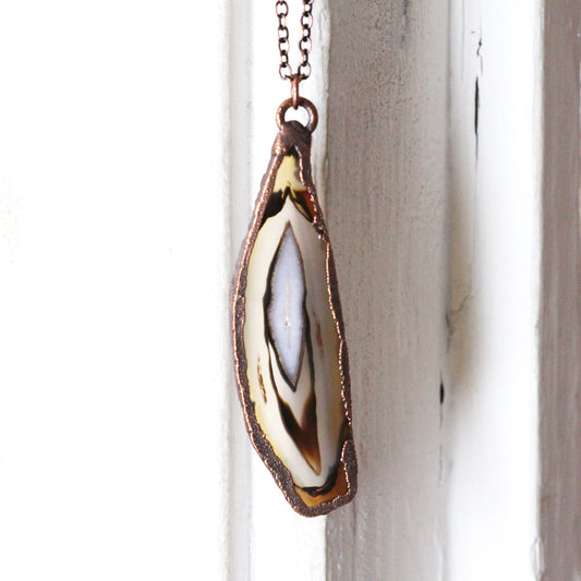 Geode Slice Necklace - Druzy Geode Stone - Copper Layering Necklace