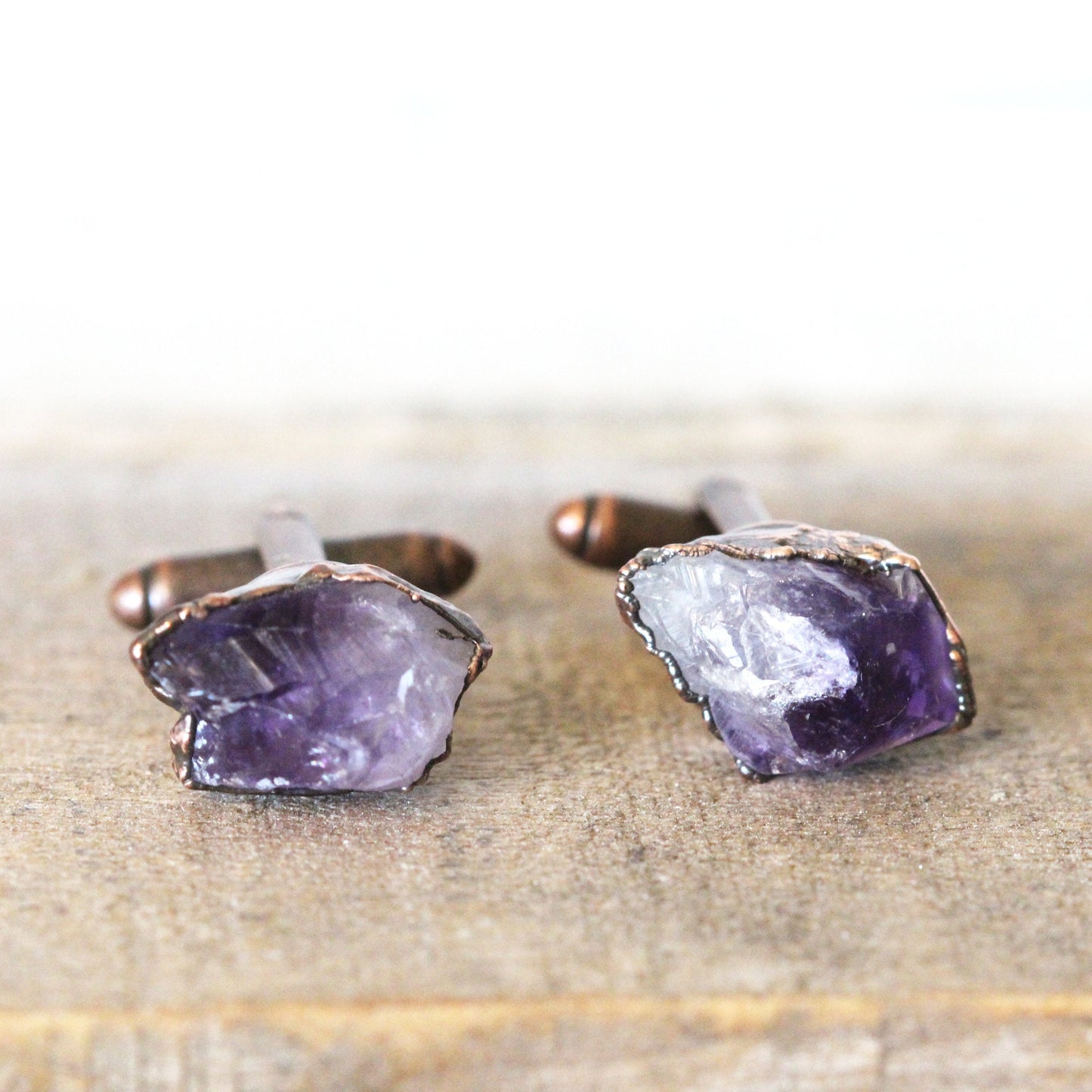 Amethyst Cuff Links - Groomsmen Gift - Raw Crystal Cufflinks - Men's Jewelry