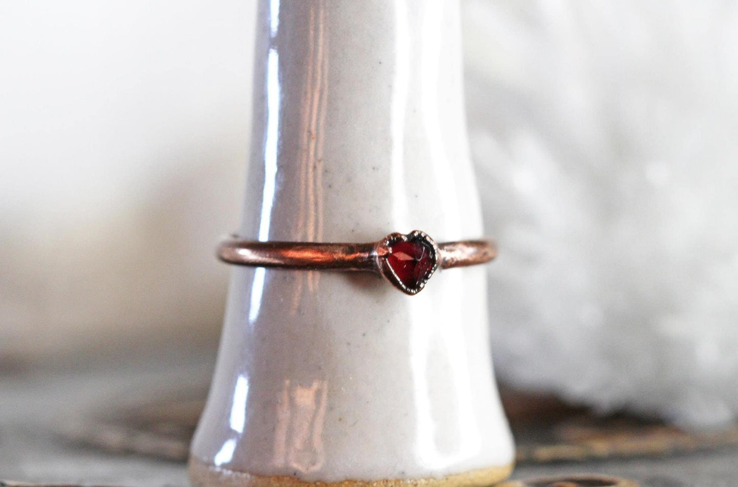 Garnet Heart Ring - Promise Jewelry - Silver Stacking Ring - Romantic Gift for Her