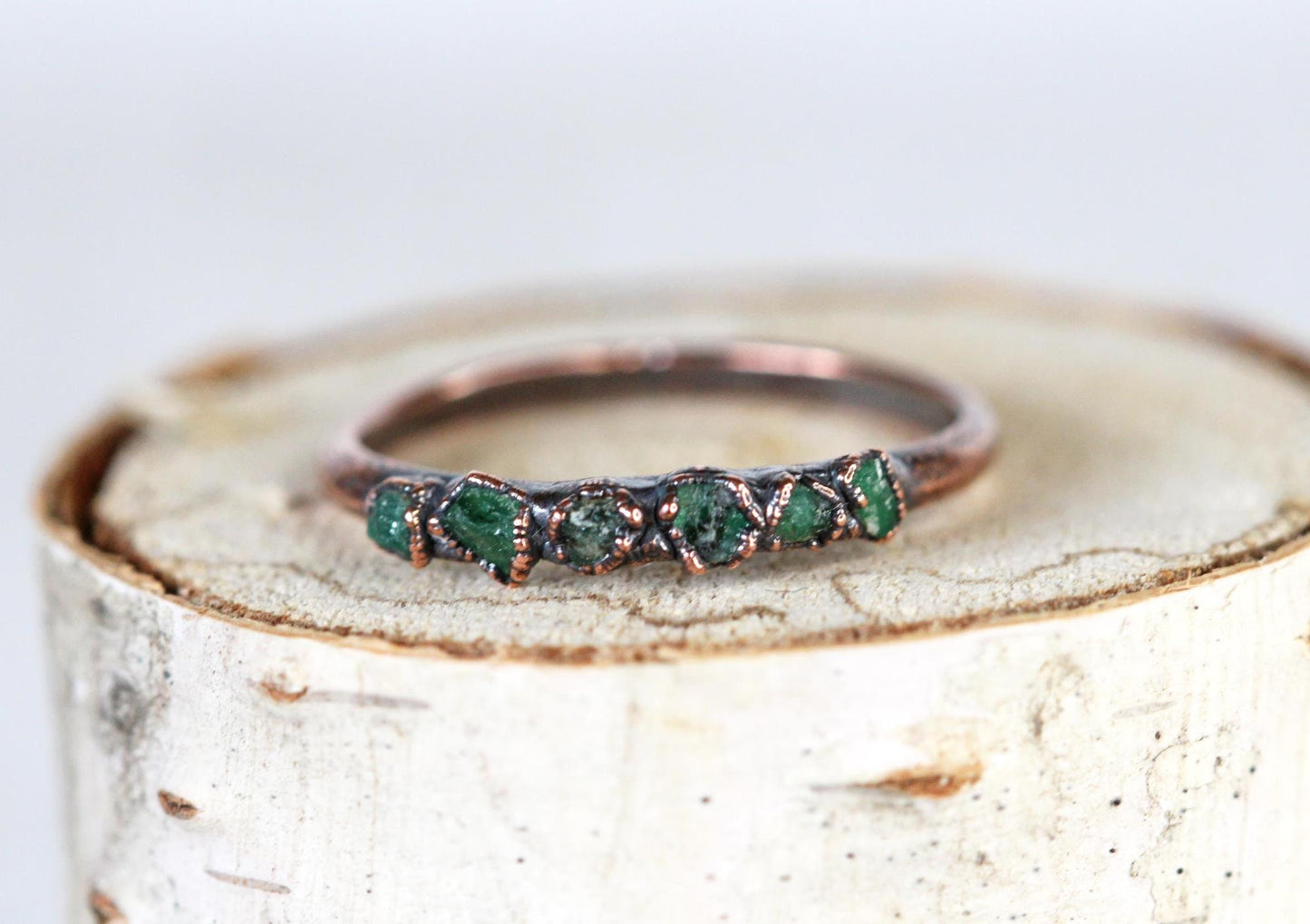 Raw Emerald Ring - May Birthstone Jewelry - Thin Stacking Ring