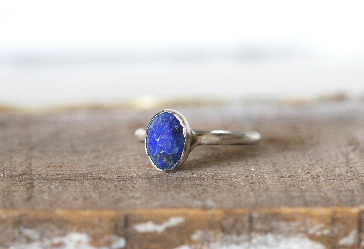 Lapis Lazuli Ring - Faceted Stone Ring - Natural Blue Gemstone