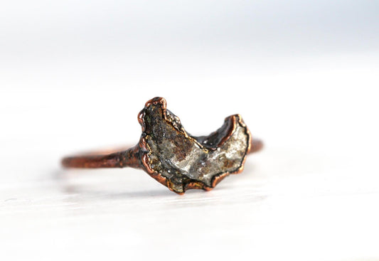 Meteorite Ring - Campo del Cielo Meteorite - Copper Ring - Geekery Collector Gift - Astronomy Gift