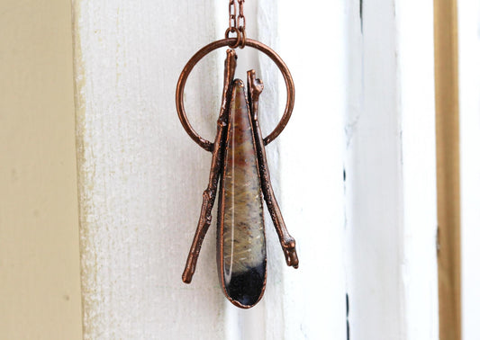 Palm Root Necklace - Large Stone Necklace - Petrified Wood Necklace - Fossilized Wood