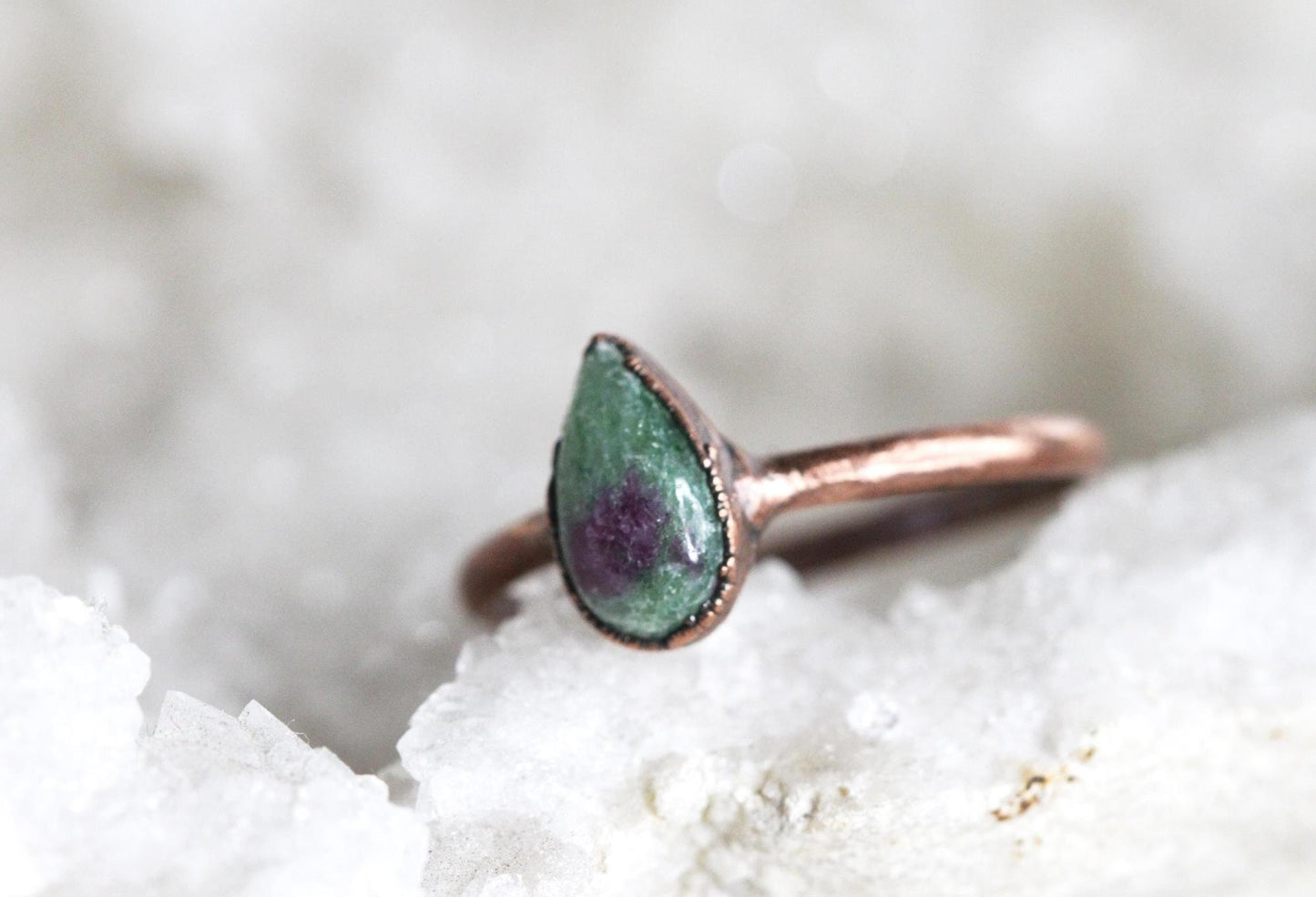 Ruby Zoisite Ring - Polished Stone Ring - Natural Pink Stone - Pink Crystal Ring