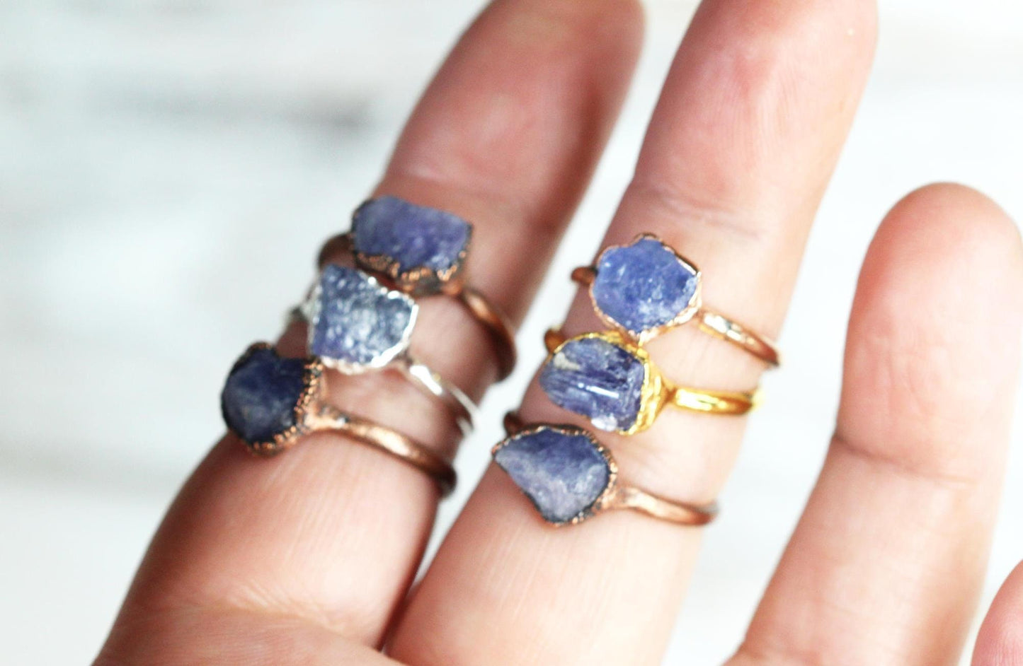 Raw Tanzanite Ring - Raw Crystal Jewelry - Natural Blue Stone