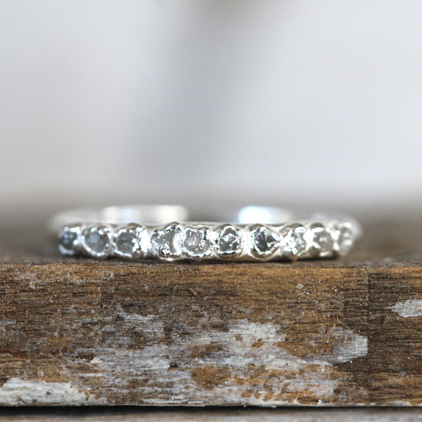 Raw Diamond Ring - Skinny Diamond Ring - Anniversary Gift - Conflict Free
