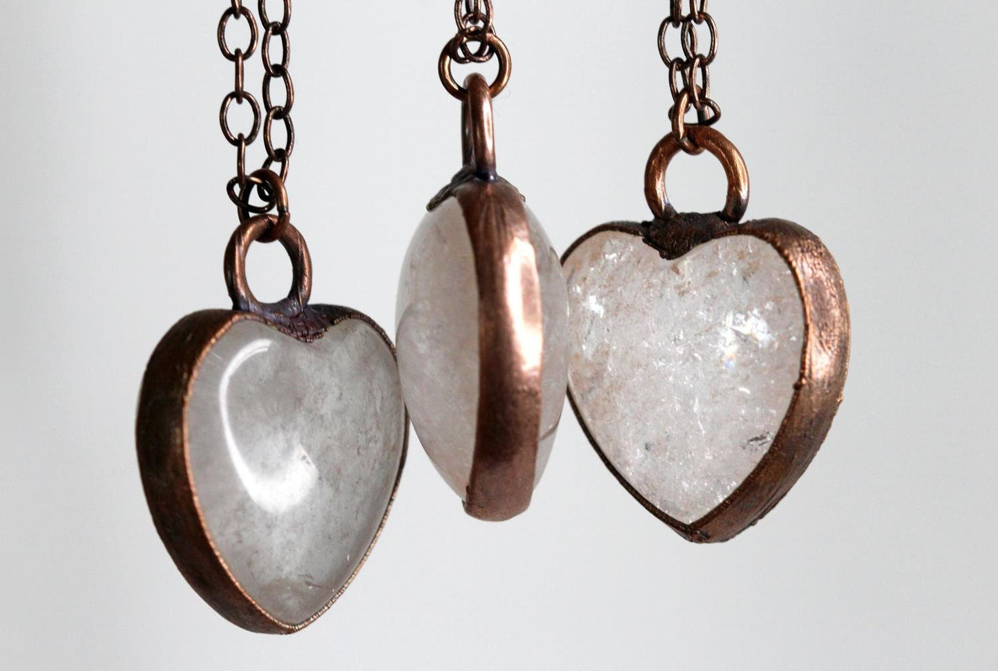 Crystal Heart Pendant - Quartz Crystal Pendant - Crystal Heart Necklace