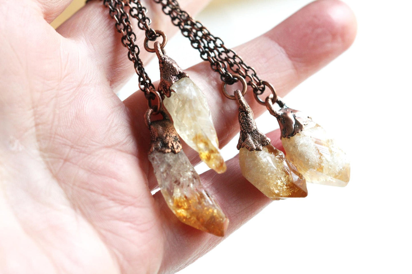 Citrine Pendant - Raw Crystal Necklace - November Birthstone - Simple Layering Necklace - Raw Citrine Pendant