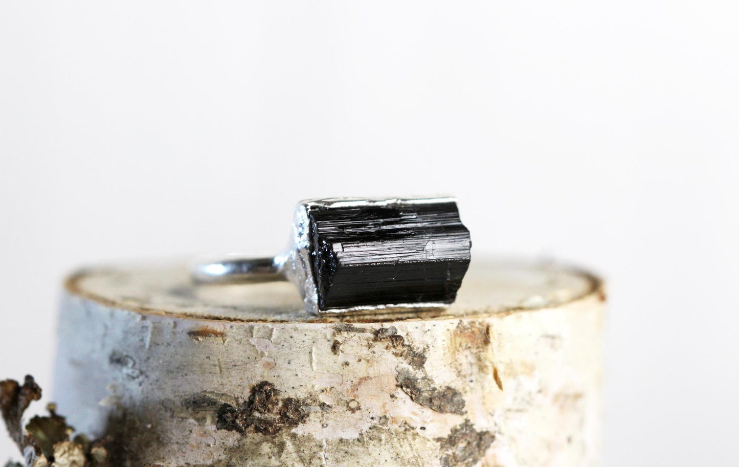 Raw Black Tourmaline Ring - Copper Tourmaline Ring - Black Crystal