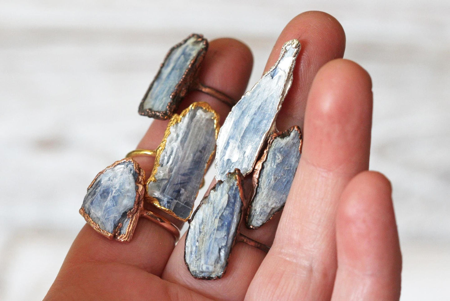 Blue Kyanite Ring - Raw Kyanite Jewelry - Electroformed Crystal