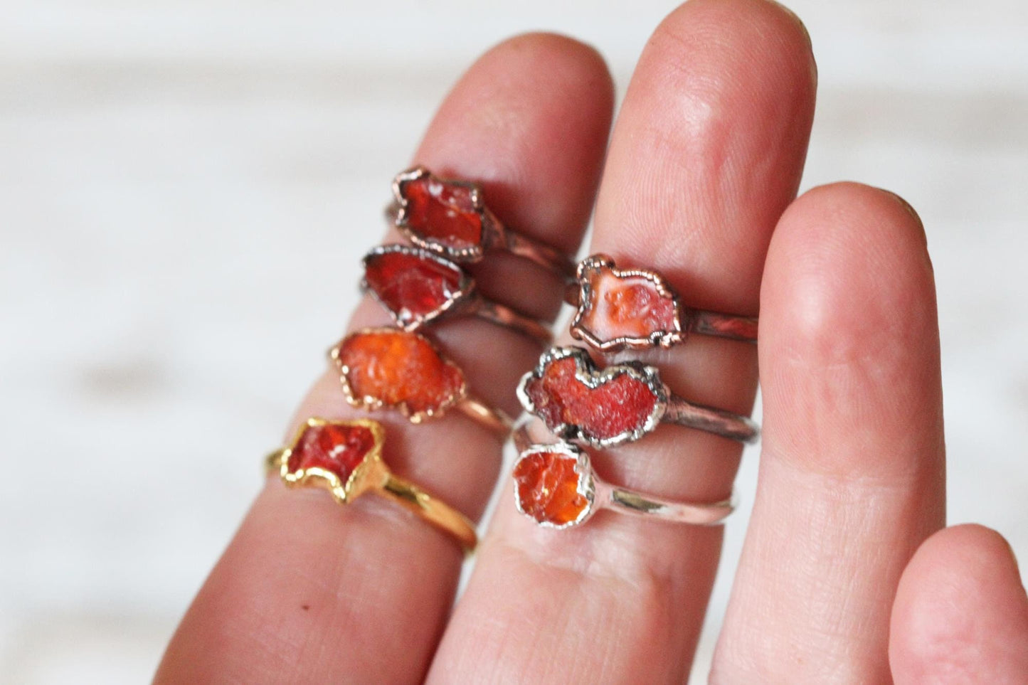 Mexican Fire Opal Ring - October Birthstone Gift - Orange Opal