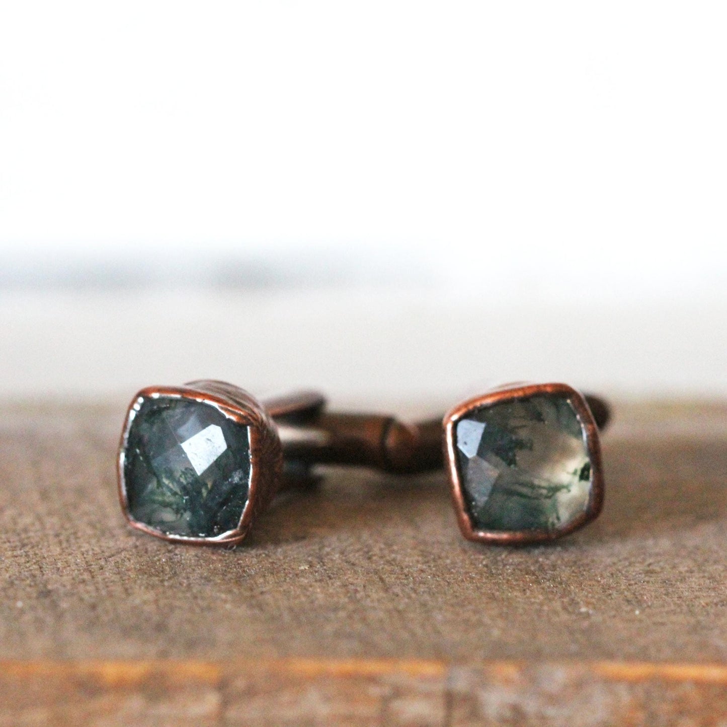 Moss Agate Cuff Links - Graduation Gift - Crystal Cufflinks