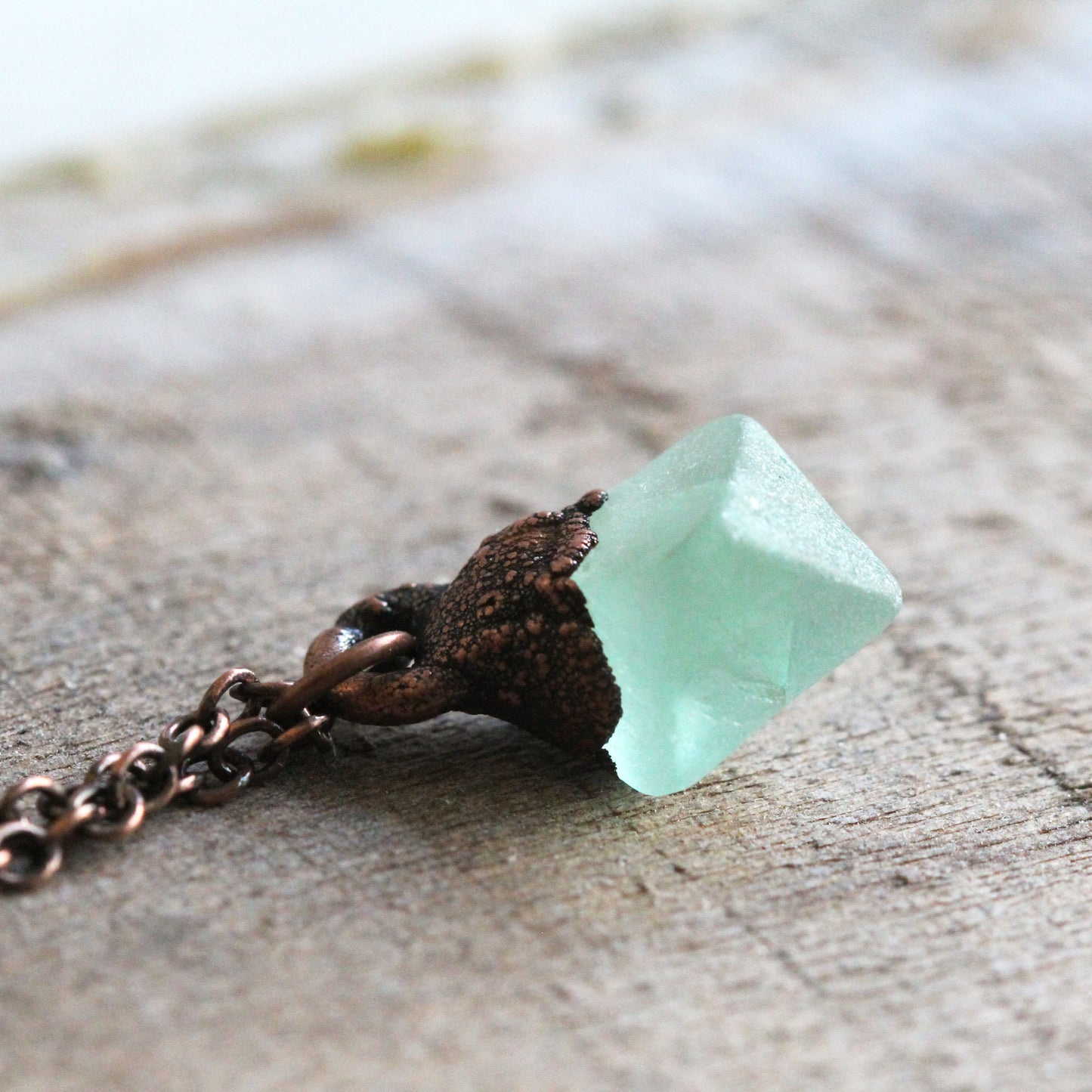 Fluorite Necklace - Fluorite Octahedron Pendant - Raw Crystal Necklace
