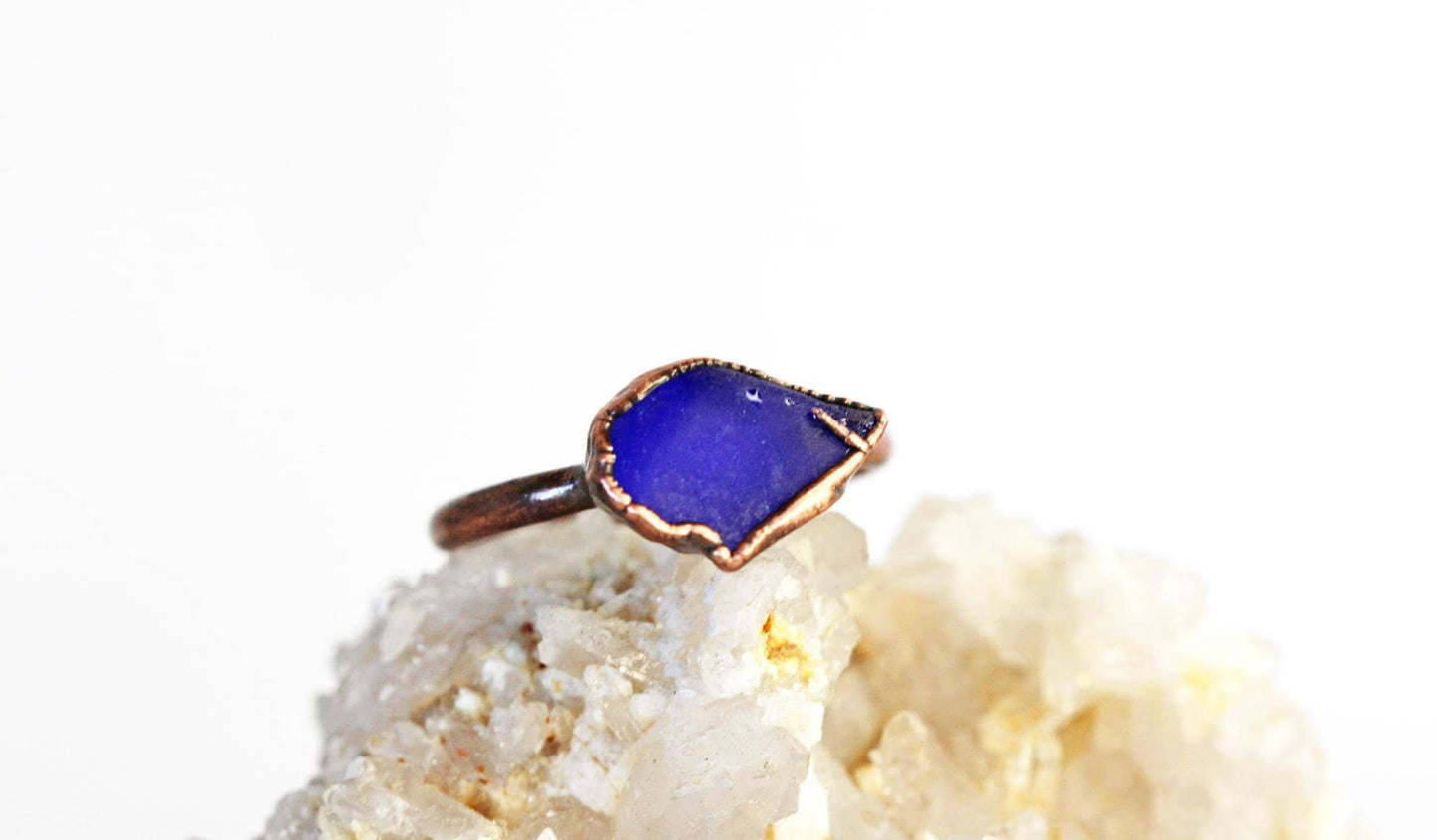 Sea Glass Ring - Beach Glass - Electroformed