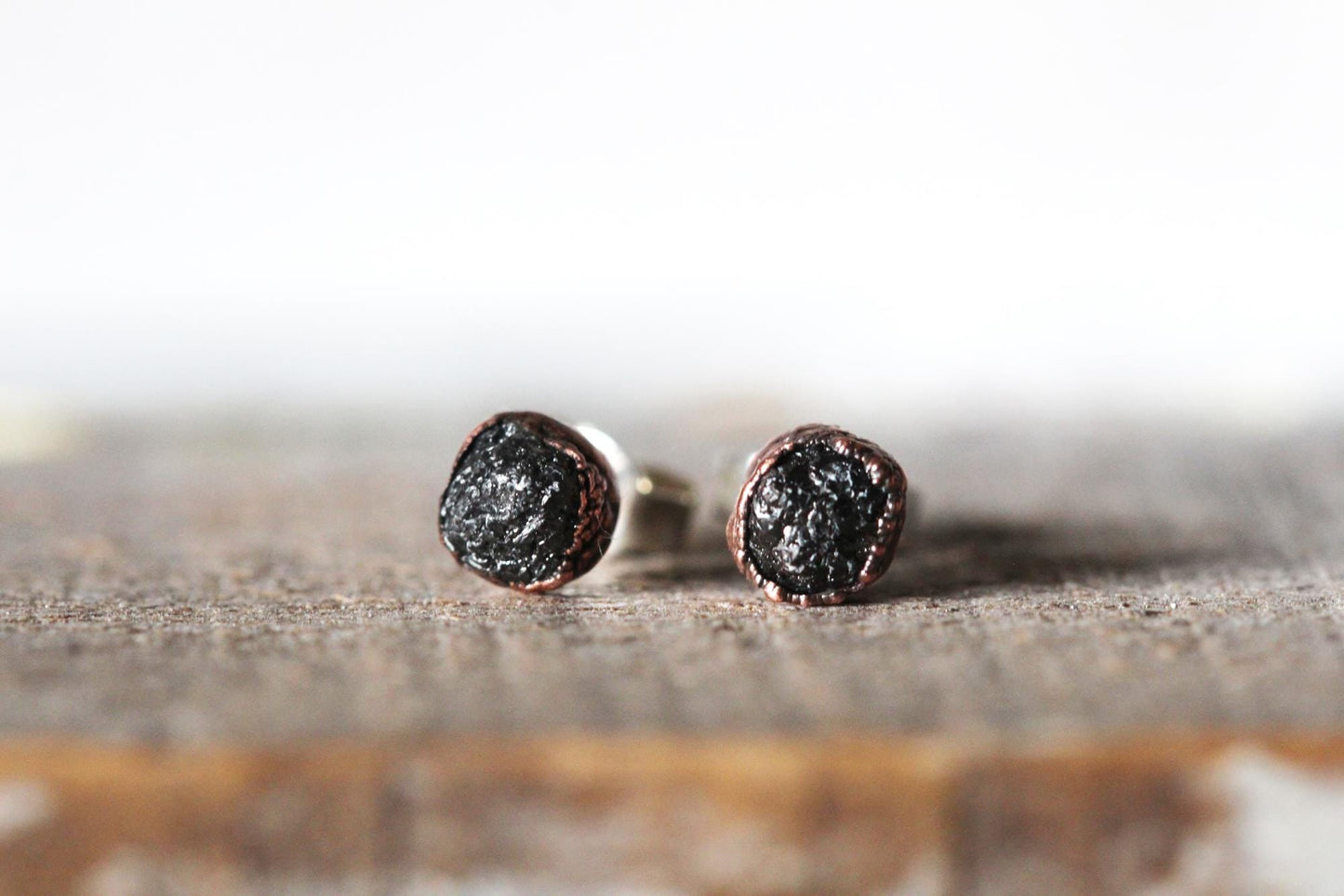 Raw Diamond Earrings - Conflict Free Diamond Studs - April Birthstone Jewelry - Gold Post Earrings - Simple Earrings