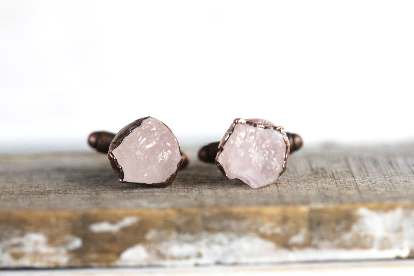 Raw Stone Cuff Links - Groomsmen Gift - Rose Quartz Cufflinks - Graduation Gift