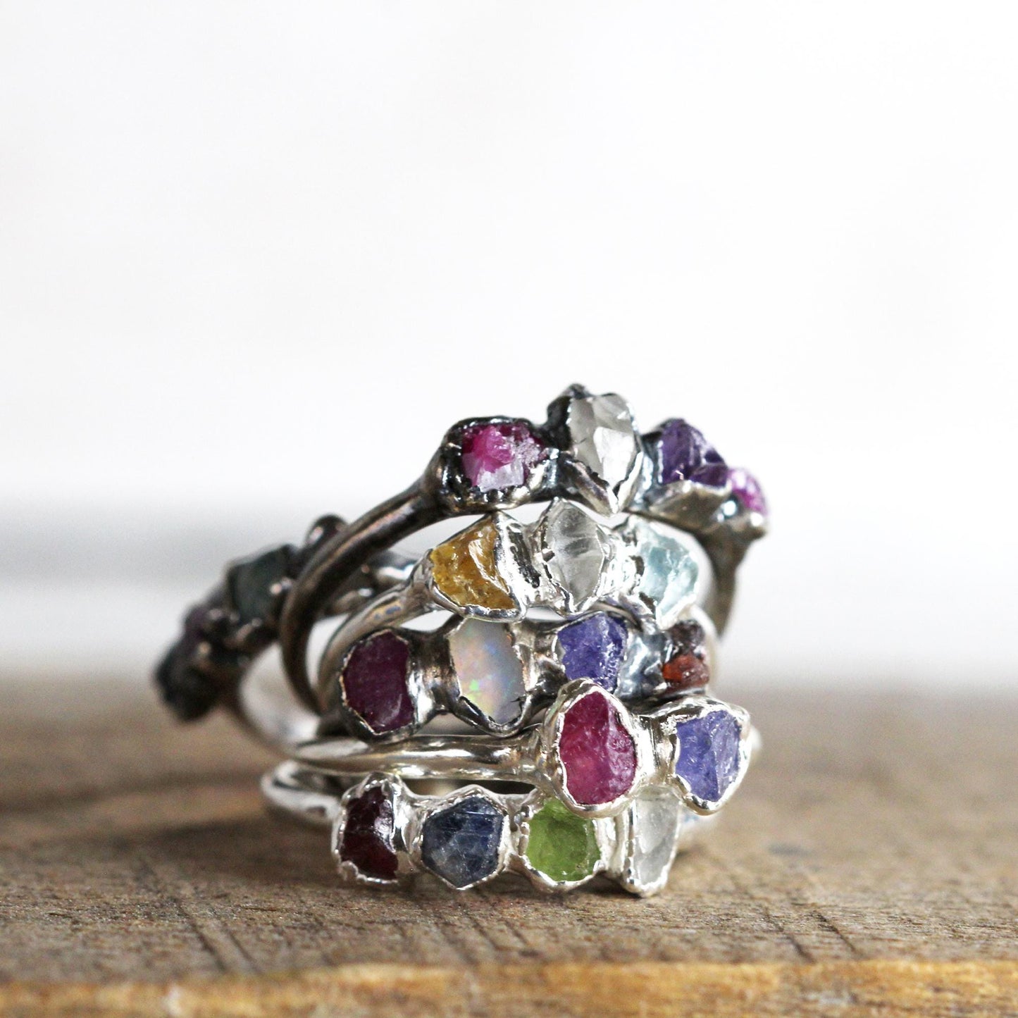 Raw Birthstone Ring - Personalized Gift for Mom - Push Present - Multi Stone Crystal Ring - Mother's Day Ring