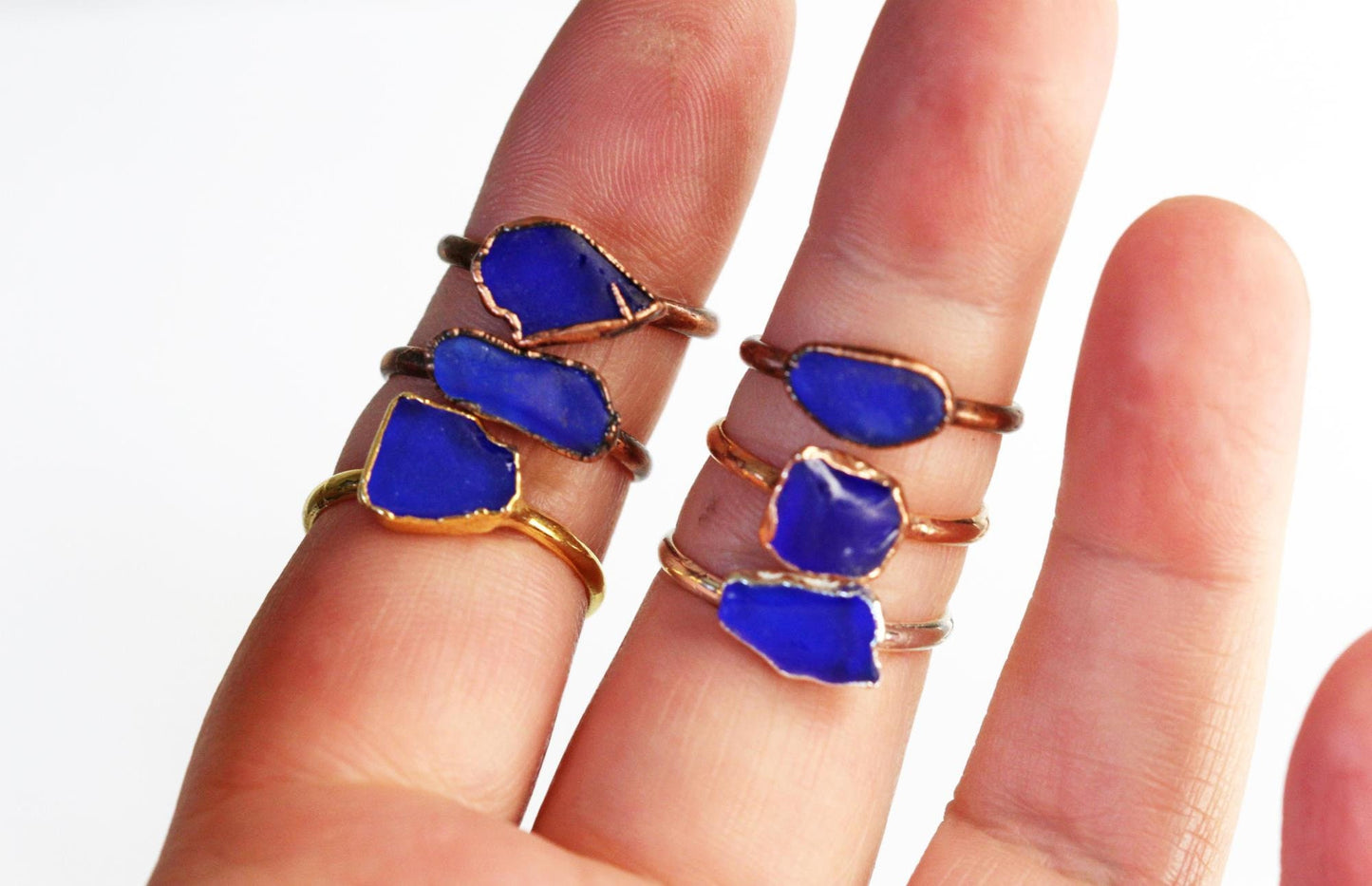 Sea Glass Ring - Beach Glass - Electroformed