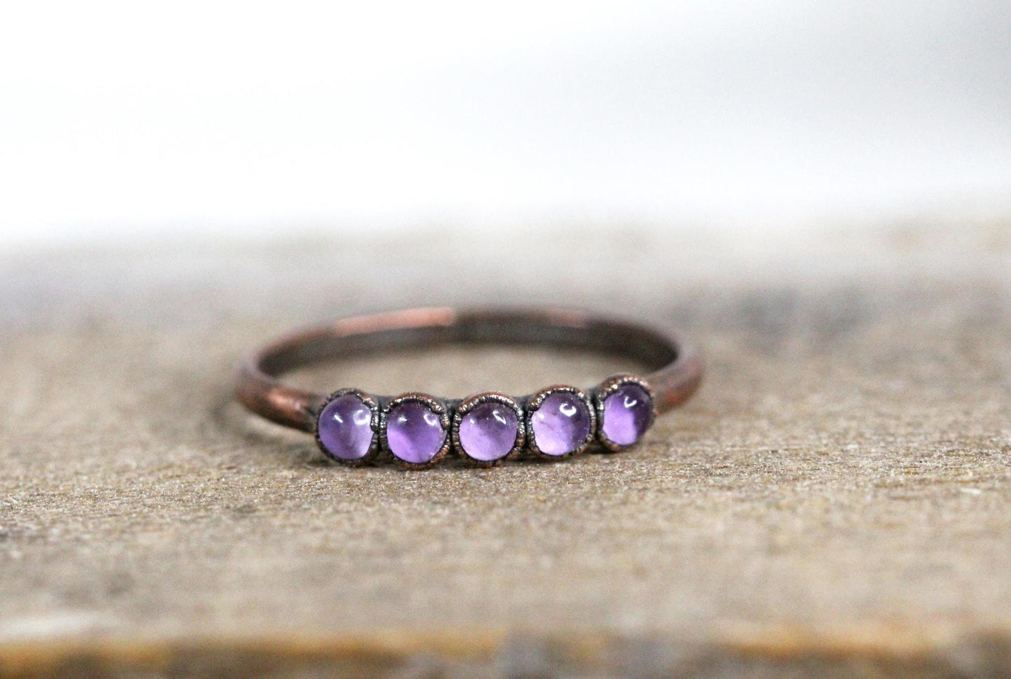 Multi Stone Amethyst Ring - February Birthstone Jewelry - Electroformed