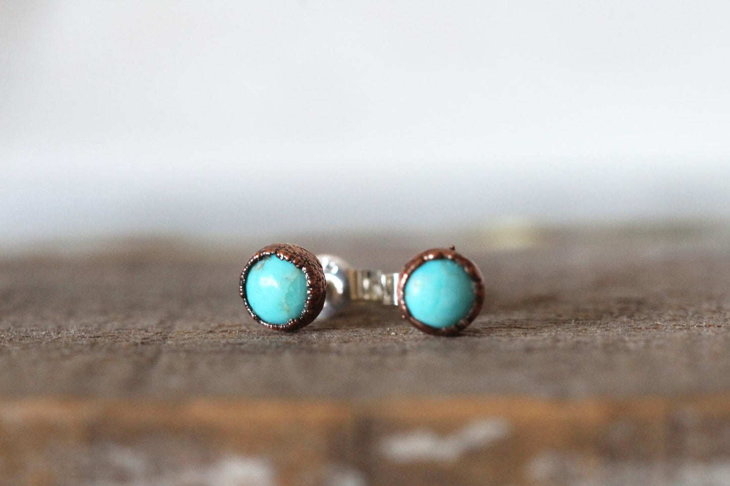 Turquoise Earrings - Natural Blue Stone Posts - Sterling Silver Studs