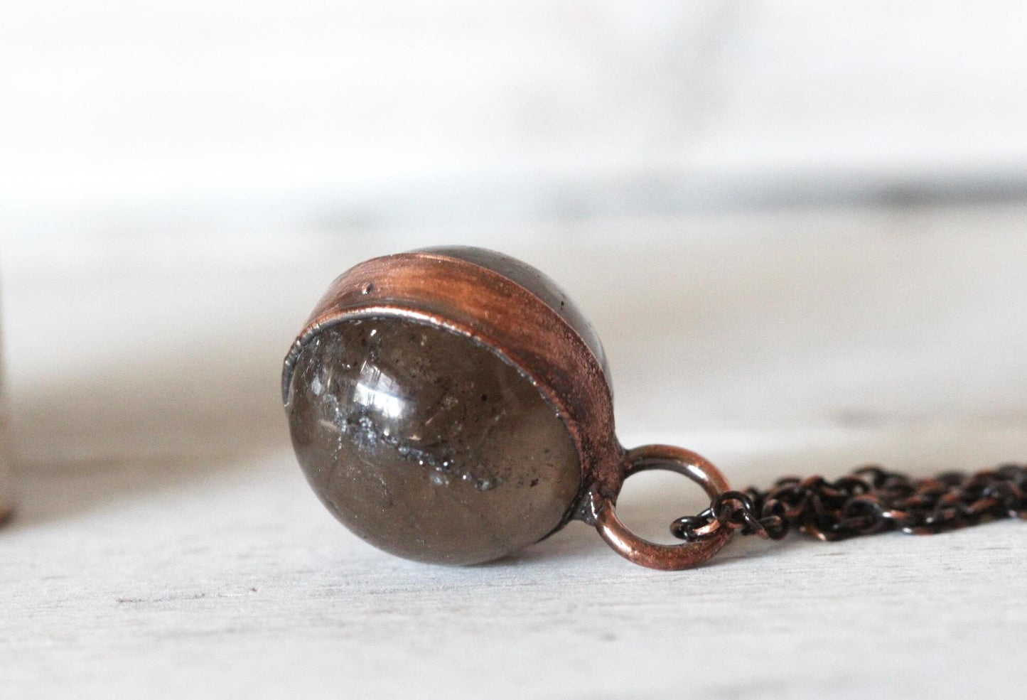 Smoky Quartz Sphere Necklace - Crystal Orb Pendant - Layering Necklace