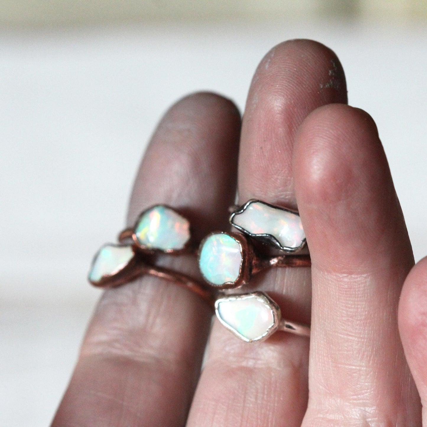 Ethiopian Opal Ring - October Birthstone - Natural Opal Jewelry