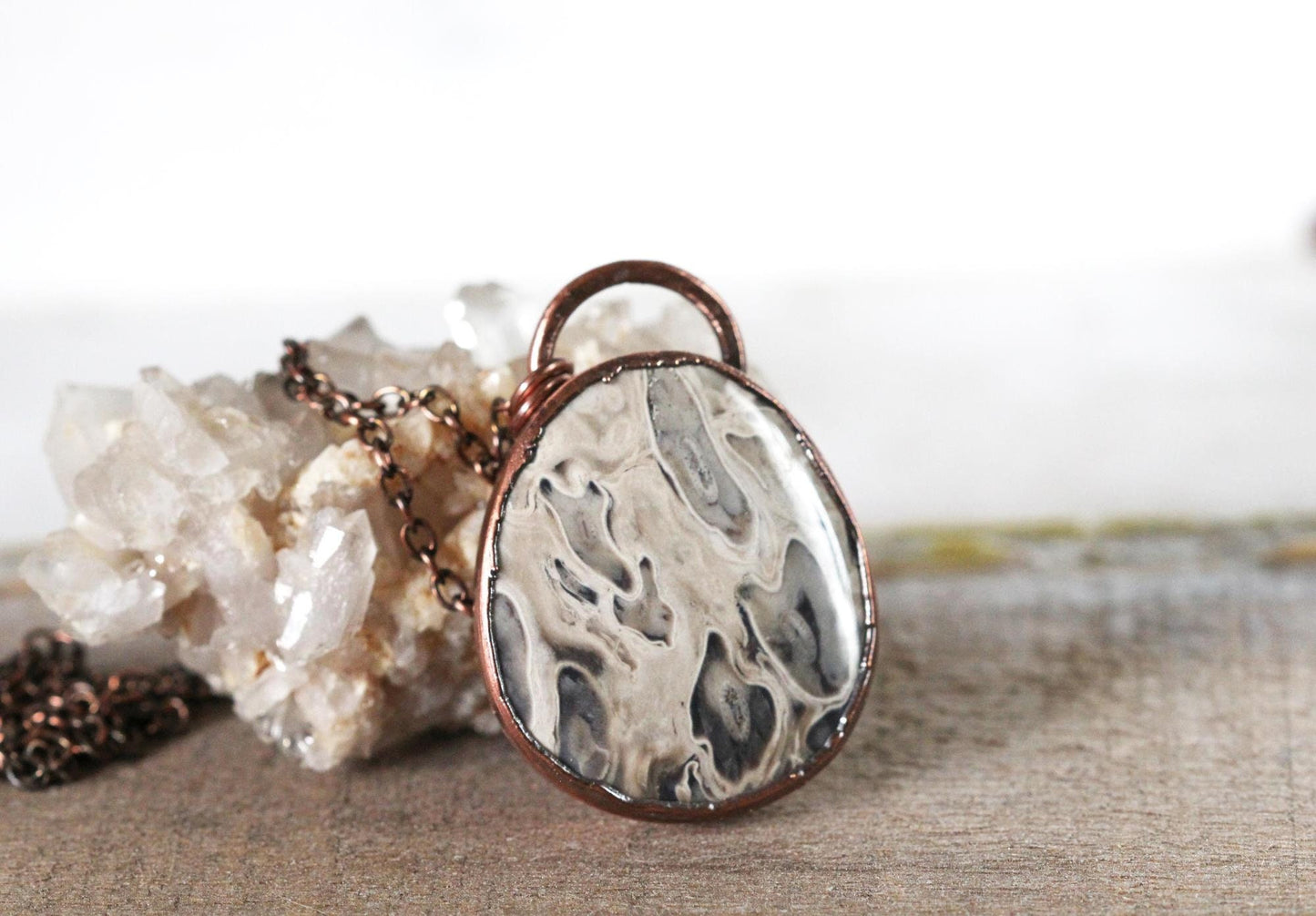 Palm Root Necklace - Petrified Wood Pendant - Fossilized Wood