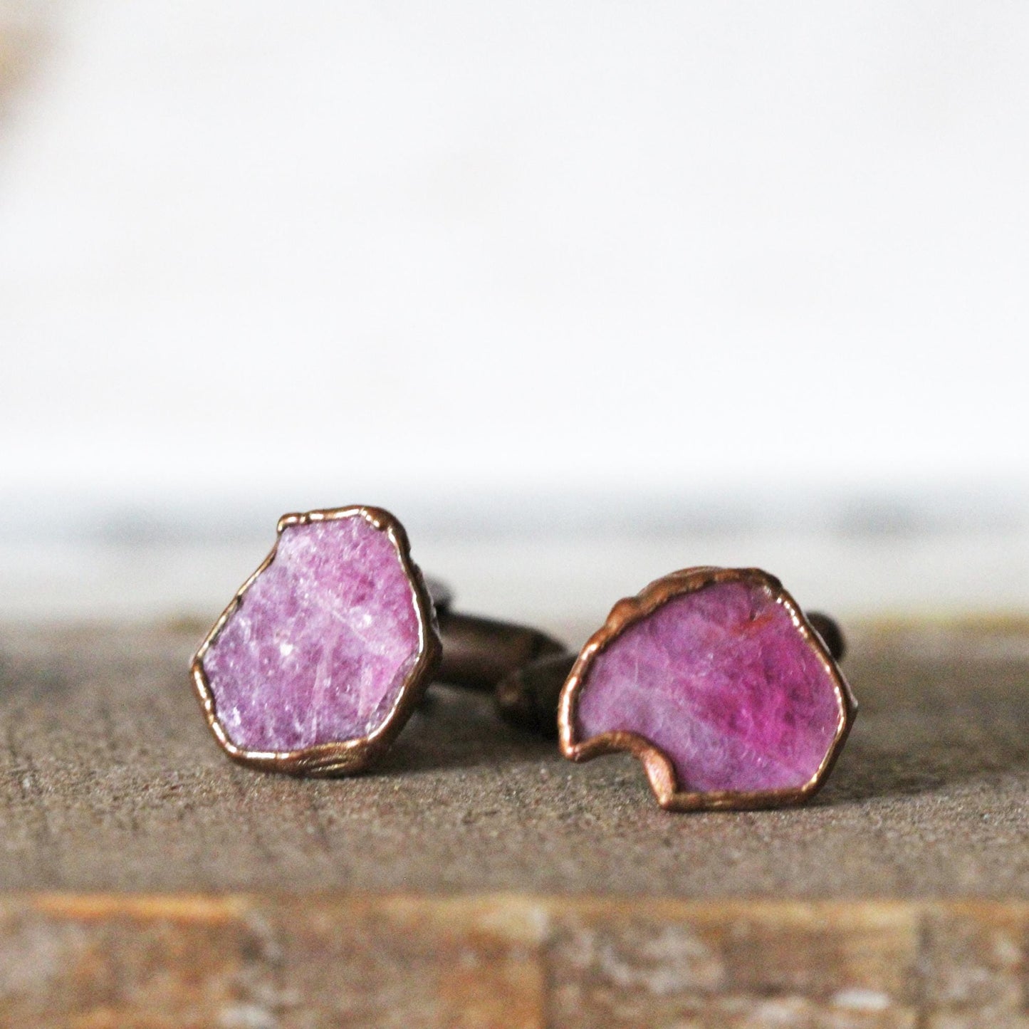 Ruby Cufflinks - Copper Cuff Links - Best Man Wedding Gift