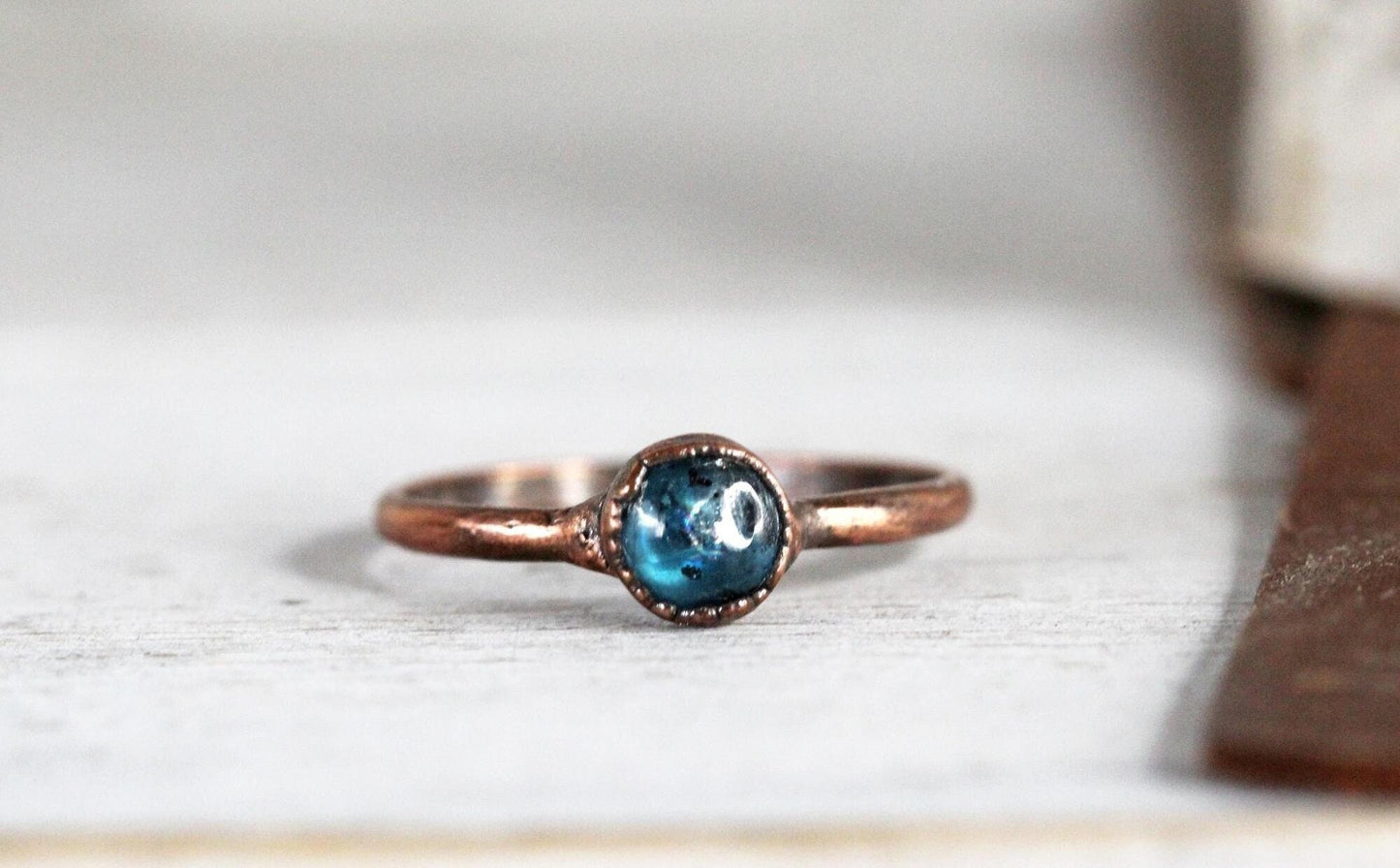 Moss Kyanite Ring - Stone Stacking Ring - Your Choice of Metal