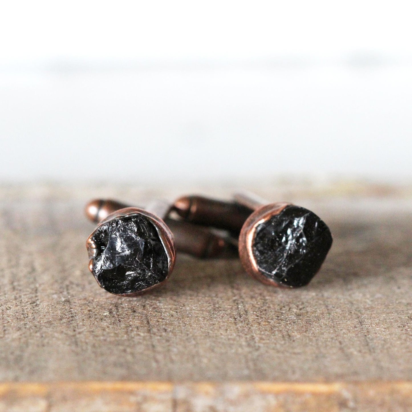 Black Tourmaline Cufflinks - Black Crystal Cuff Links - Gift for Husband