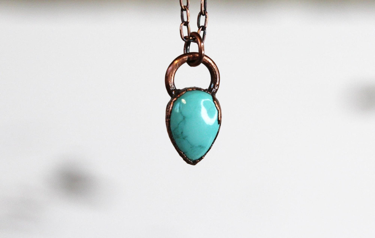 Turquoise Necklace - Dainty Polished Stone Pendant - December Birthstone Jewelry