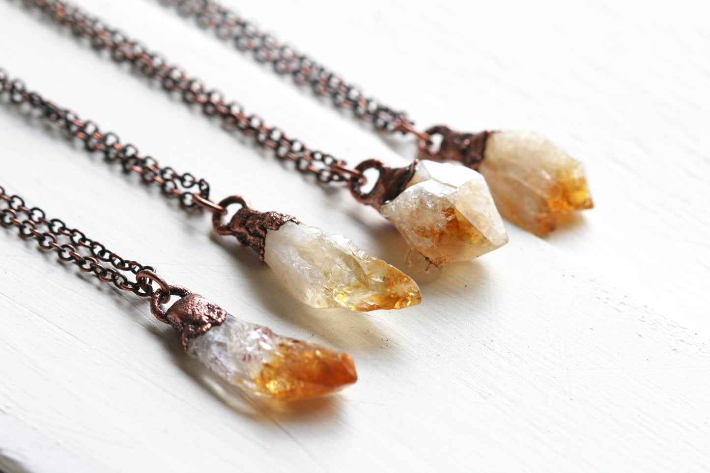 Citrine Pendant - Raw Crystal Necklace - November Birthstone - Simple Layering Necklace - Raw Citrine Pendant