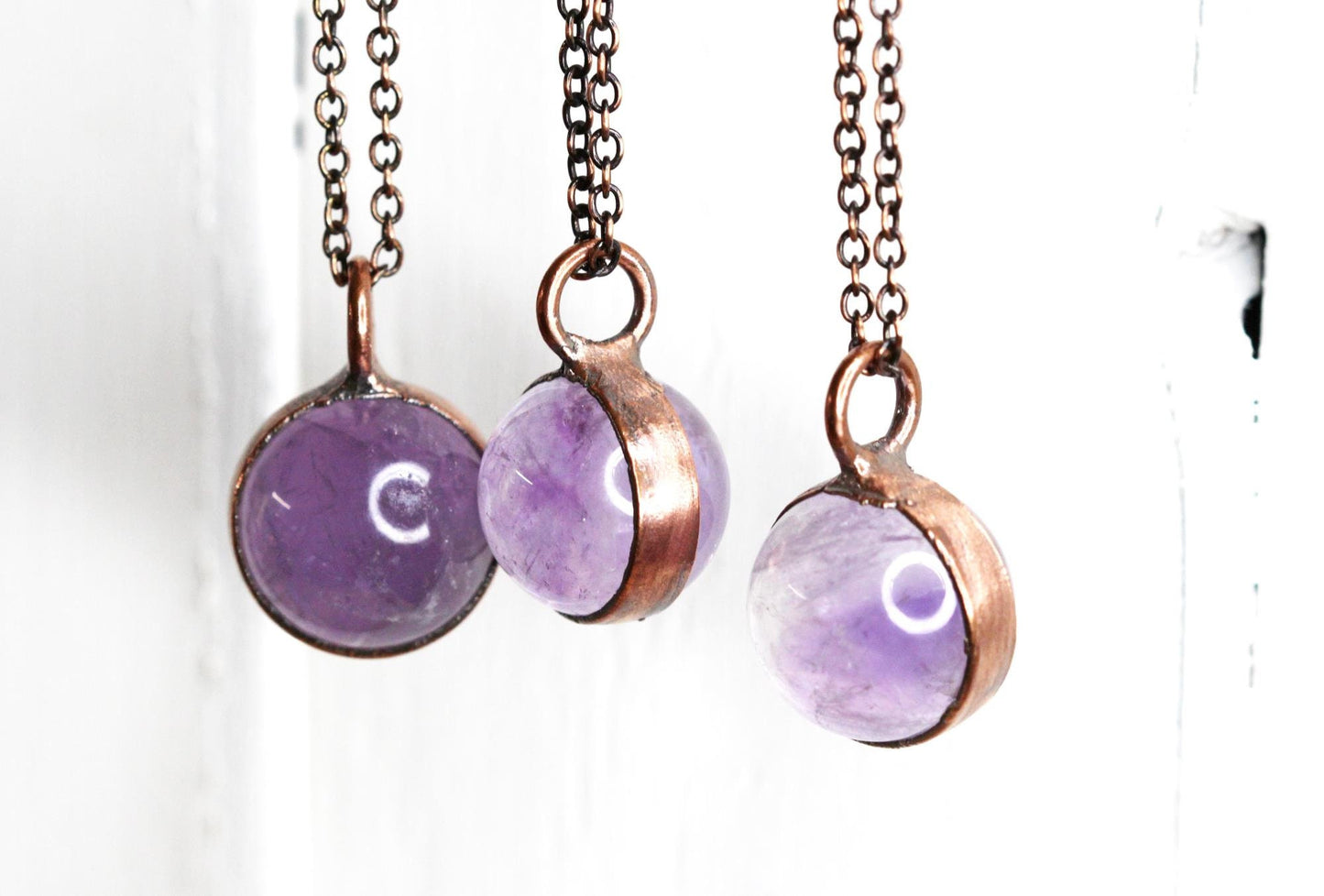 Amethyst Sphere Necklace - Crystal Ball Pendant - Crystal Orb